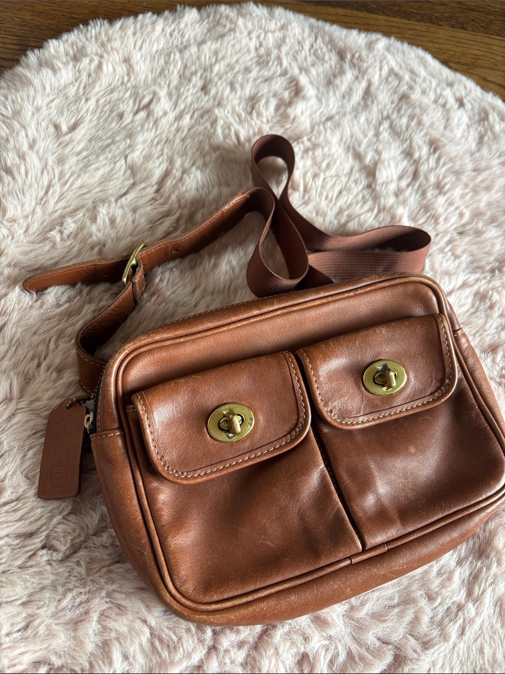 RARE Vintage Coach Double Turnlock Waist Pack